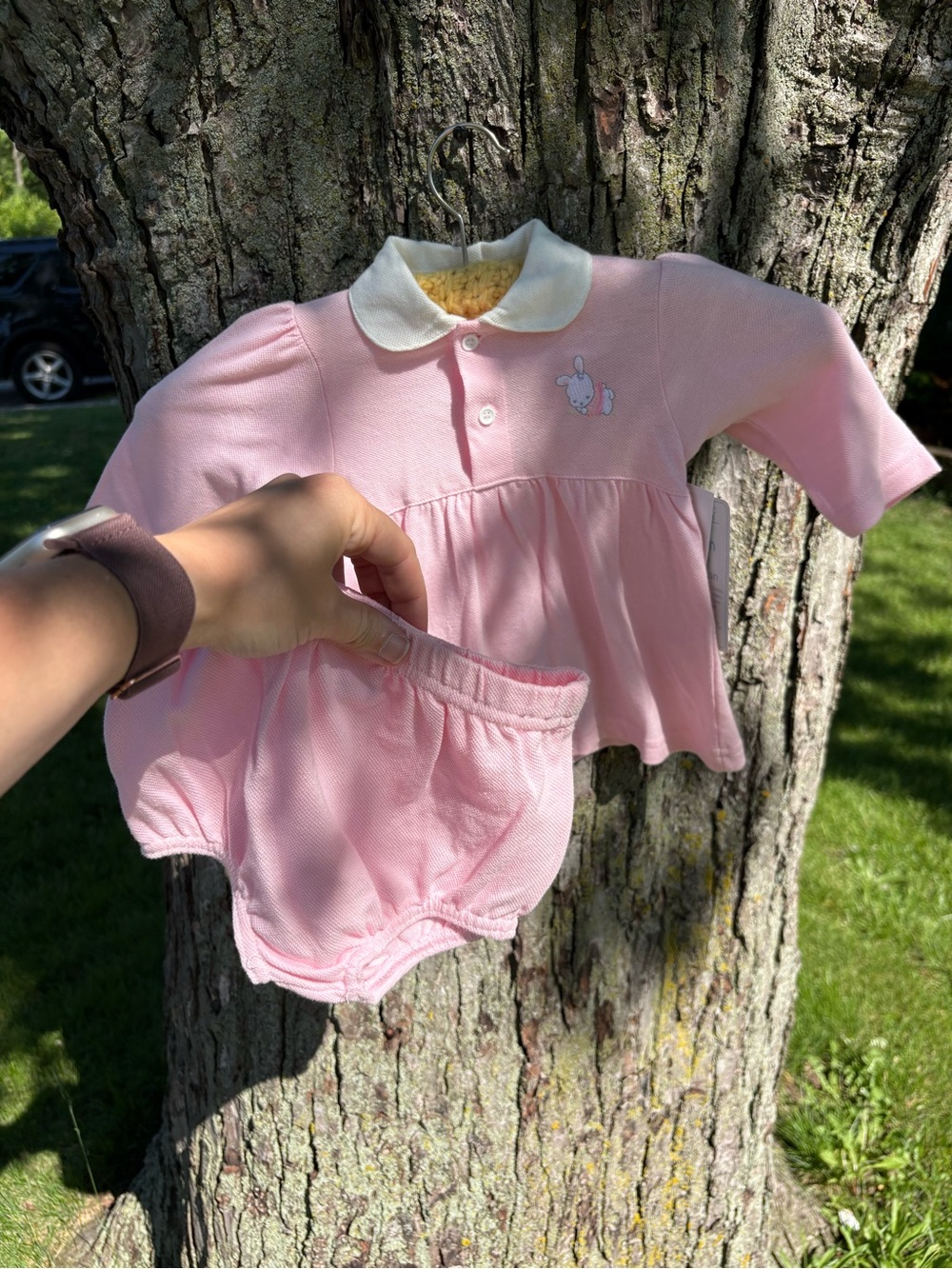 René Rofé Baby Pink Bunny Top & Bloomers Set NWT 3-6 Months